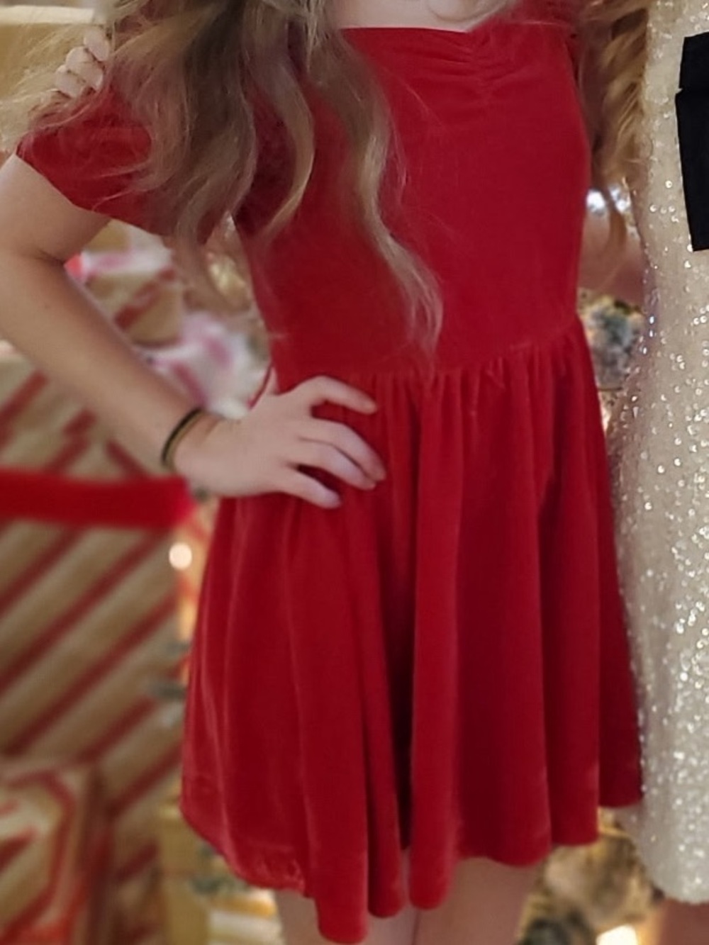 Janie and Jack Red Velvet Puff Sleeve Dress